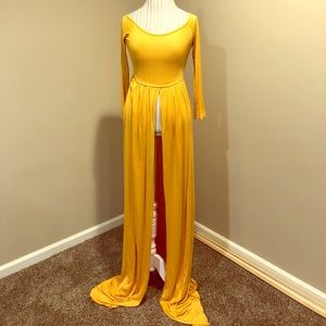 Rustic Yellow Maternity open belly dress